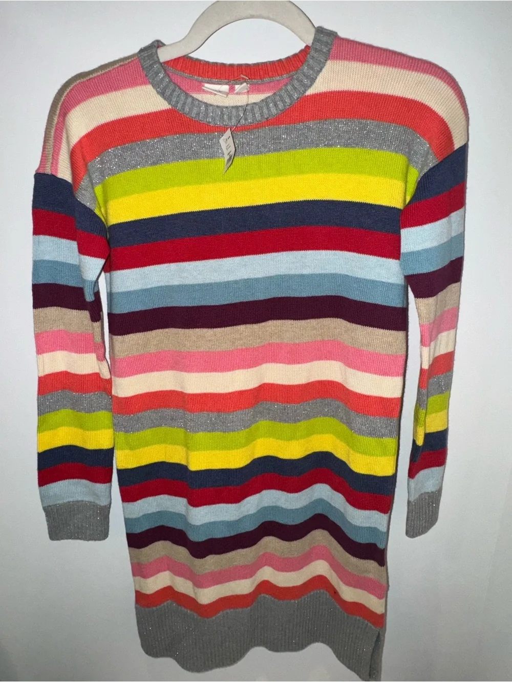 NWT Girls Gap Crazy Stripe Rainbow Striped Sweatwer Girls XL Size 12